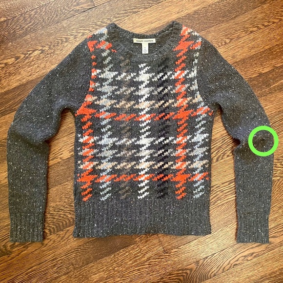 Autumn Cashmere Gray-Brown Tweed Houndstooth Plaid Sweater Sz XS - Picture 5 of 6